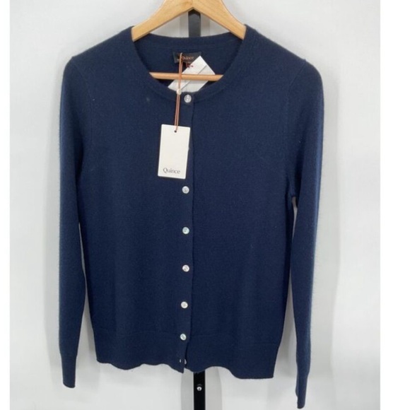 NWT Quince Navy Mongolian Cashmere Cardigan - Picture 3 of 4